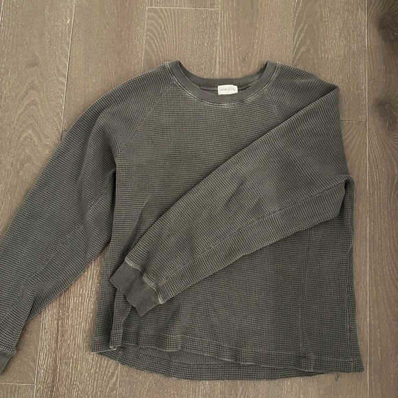 John Elliott Waffle Knit Crewneck Sweater - Charcoal Gray